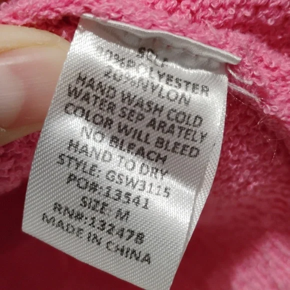 Glam Pink Fold Over Cowl Neck Sweater Sz.M Oversized Gently Worn (A-70) - Picture 5 of 9